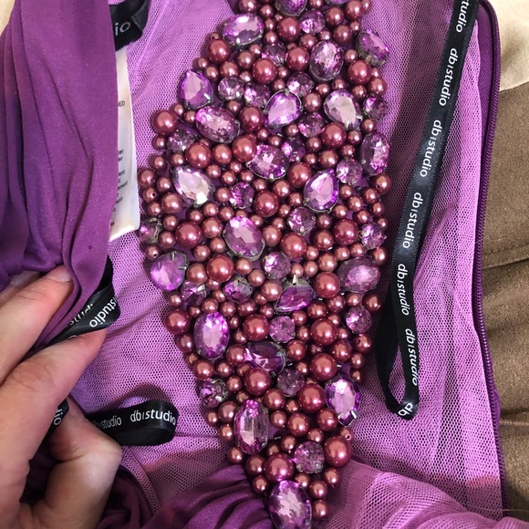 David’s Bridal One shoulder beaded dress - Picture 2 of 4